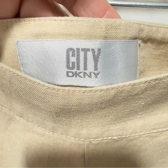 COTY DKNY 100% linen woman’s khaki wide leg tideZipper like new size 10